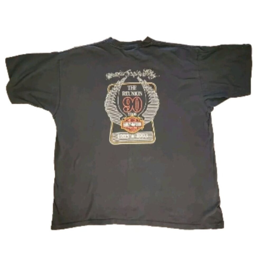 Harley-Davidson Milwaukee June '93 The Reunion 90 Years 1903-1993 T-Shirt Black